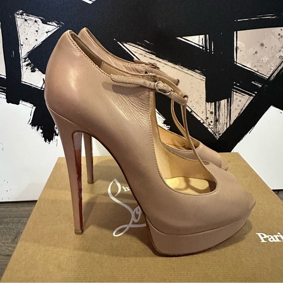Authentic Christian Louboutin ‘Alta poppins’ Mary Jane Nude Size 39 with box - Picture 6 of 11